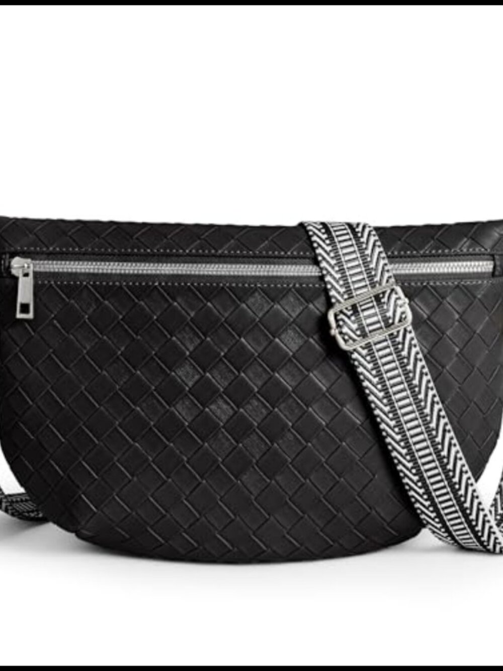 Faux Leather Crossbody Bag Vegan Woven Bum Bag Fanny Pack Sling